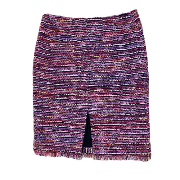 Dana Buchman Size 2 Purple Wool Blend Fringed Pencil Skirt - Picture 4 of 6
